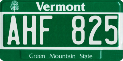 VT license plate AHF825