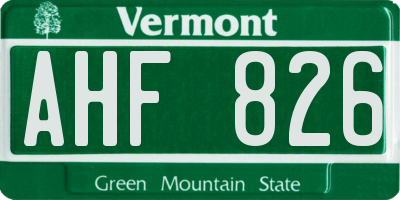 VT license plate AHF826