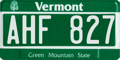 VT license plate AHF827