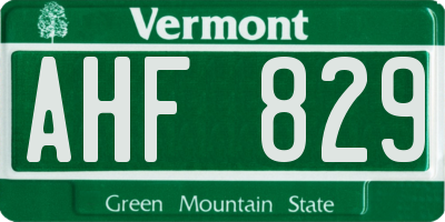 VT license plate AHF829