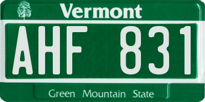 VT license plate AHF831