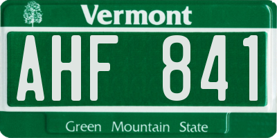 VT license plate AHF841