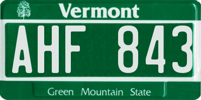 VT license plate AHF843
