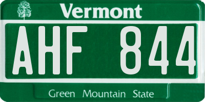 VT license plate AHF844