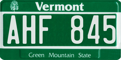 VT license plate AHF845