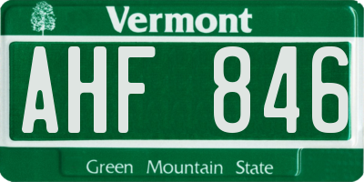 VT license plate AHF846