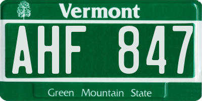 VT license plate AHF847