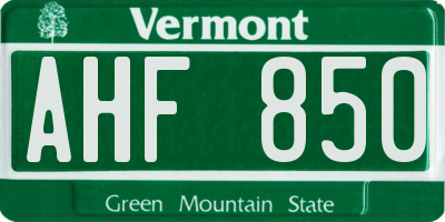 VT license plate AHF850