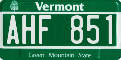 VT license plate AHF851