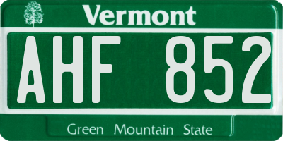 VT license plate AHF852