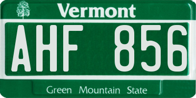VT license plate AHF856