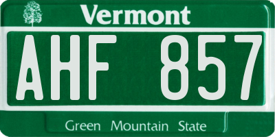 VT license plate AHF857