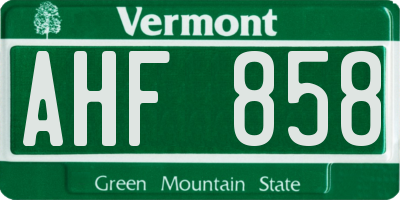 VT license plate AHF858