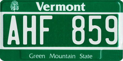 VT license plate AHF859