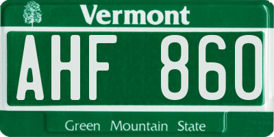 VT license plate AHF860
