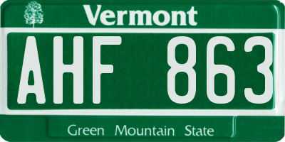 VT license plate AHF863