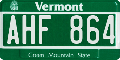 VT license plate AHF864