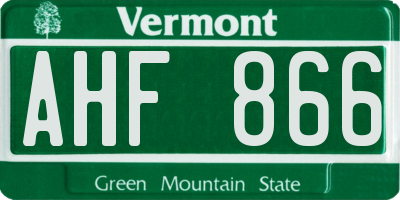 VT license plate AHF866