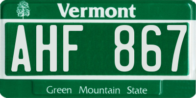 VT license plate AHF867