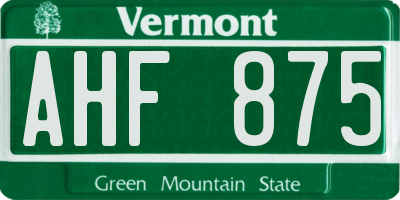 VT license plate AHF875