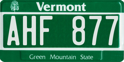 VT license plate AHF877
