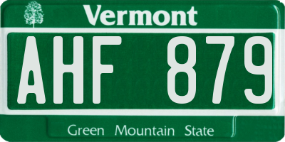 VT license plate AHF879