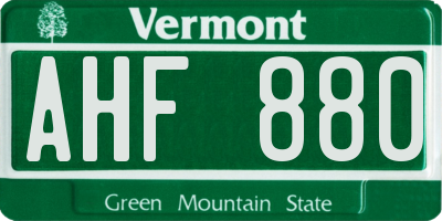 VT license plate AHF880