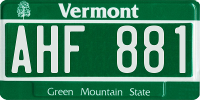 VT license plate AHF881