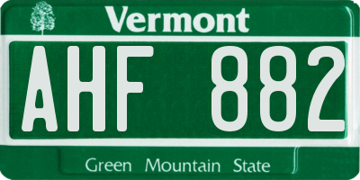 VT license plate AHF882
