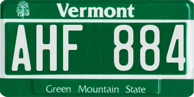 VT license plate AHF884