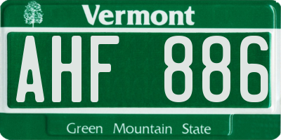 VT license plate AHF886