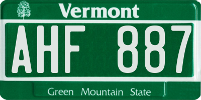 VT license plate AHF887