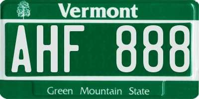 VT license plate AHF888