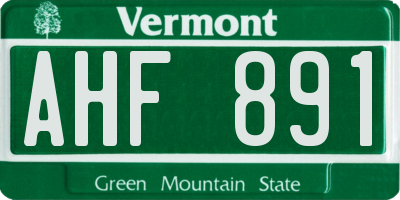 VT license plate AHF891