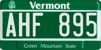 VT license plate AHF895