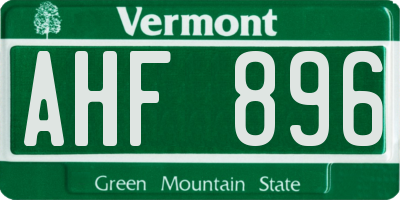 VT license plate AHF896