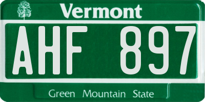 VT license plate AHF897