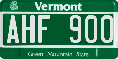 VT license plate AHF900