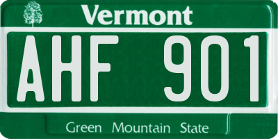 VT license plate AHF901