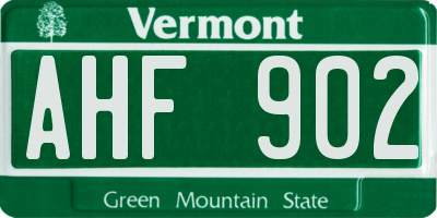 VT license plate AHF902