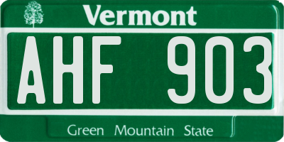 VT license plate AHF903