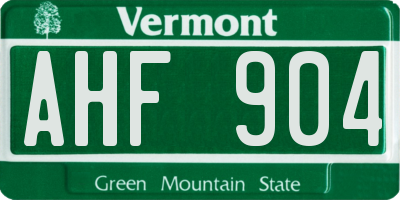 VT license plate AHF904
