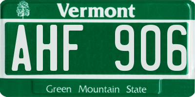 VT license plate AHF906