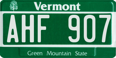 VT license plate AHF907