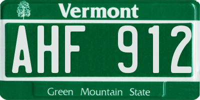 VT license plate AHF912