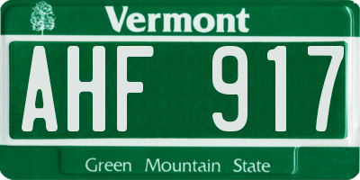 VT license plate AHF917