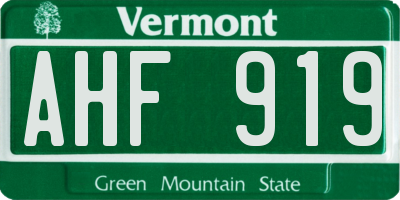 VT license plate AHF919