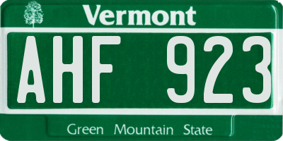 VT license plate AHF923