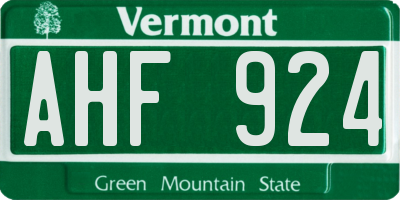 VT license plate AHF924