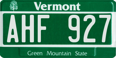 VT license plate AHF927
